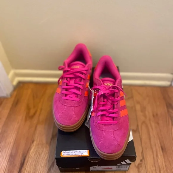 Adidas vl court bold pink platform women’s NWT sneakers - Picture 2 of 6